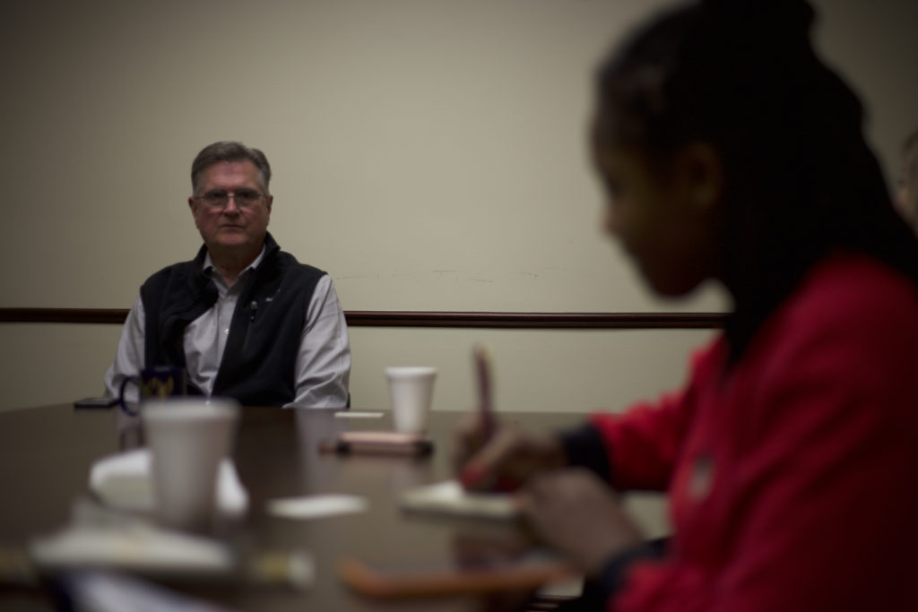 Mart Black spoke with a group of UW-Milwaukee journalism students about coastal restoration and preservation efforts in Terrebonne Parish. Photo: Adam Kelnhofer 