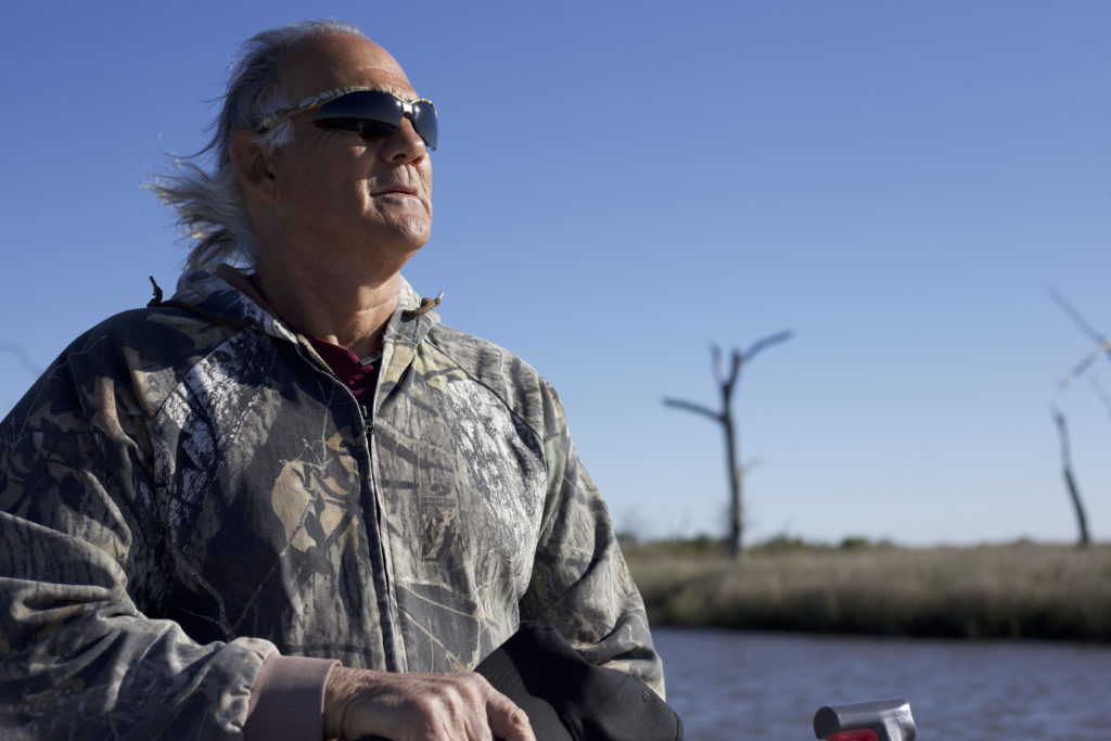 Donald Dardar knows how to navigate the waters south of Point-Aux-Chenes like the back of his forehead. Photo: Adam Kelnhofer 